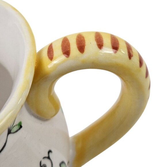 Vintage Early Provincial Hand Painted Ceramic Creamer Pitcher Roosters Roses - Picture 10 of 10